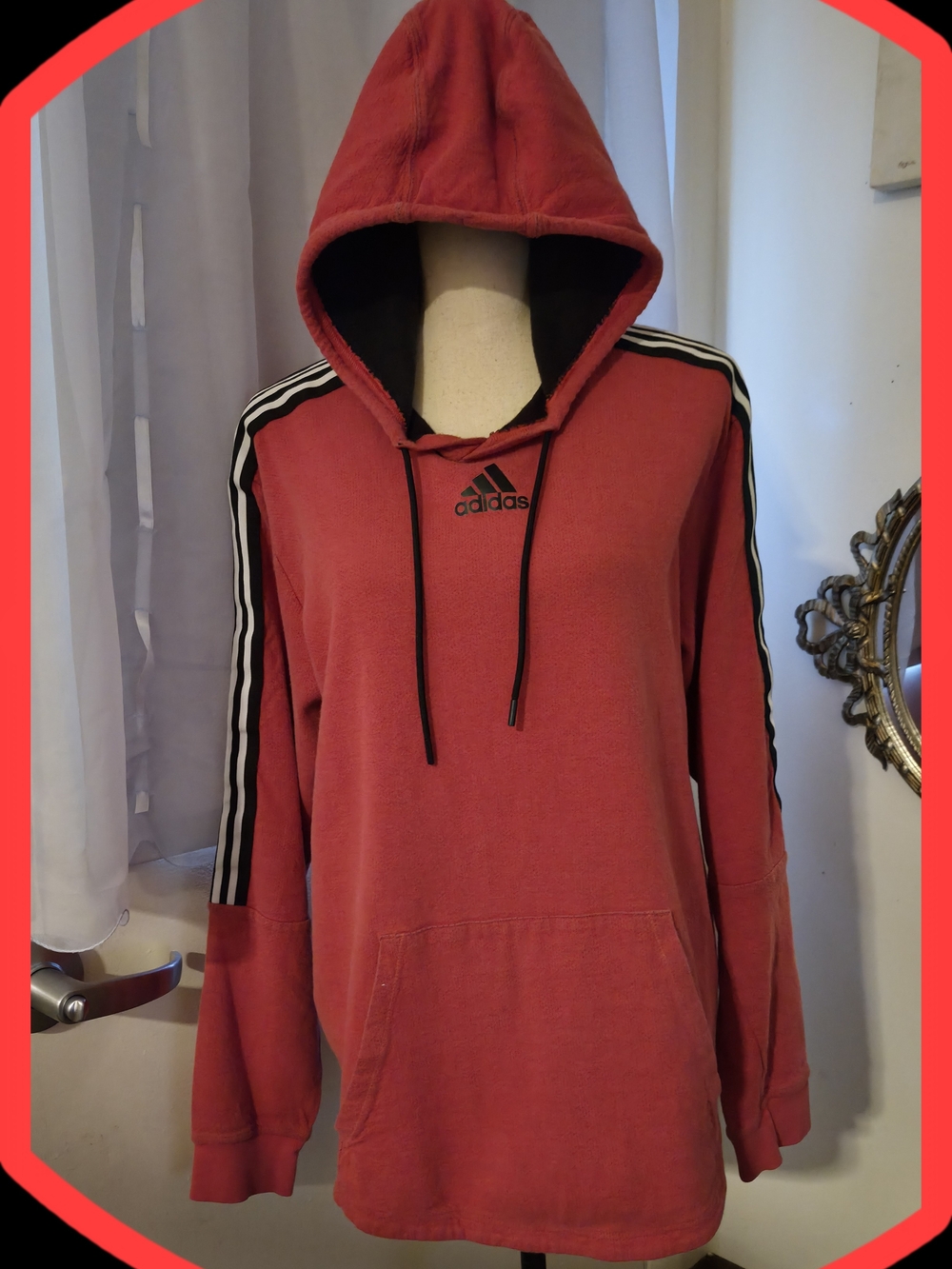Adidas Men's Red/Black Post Game Pullover Hooded Sweatshirt w/Drawstring
